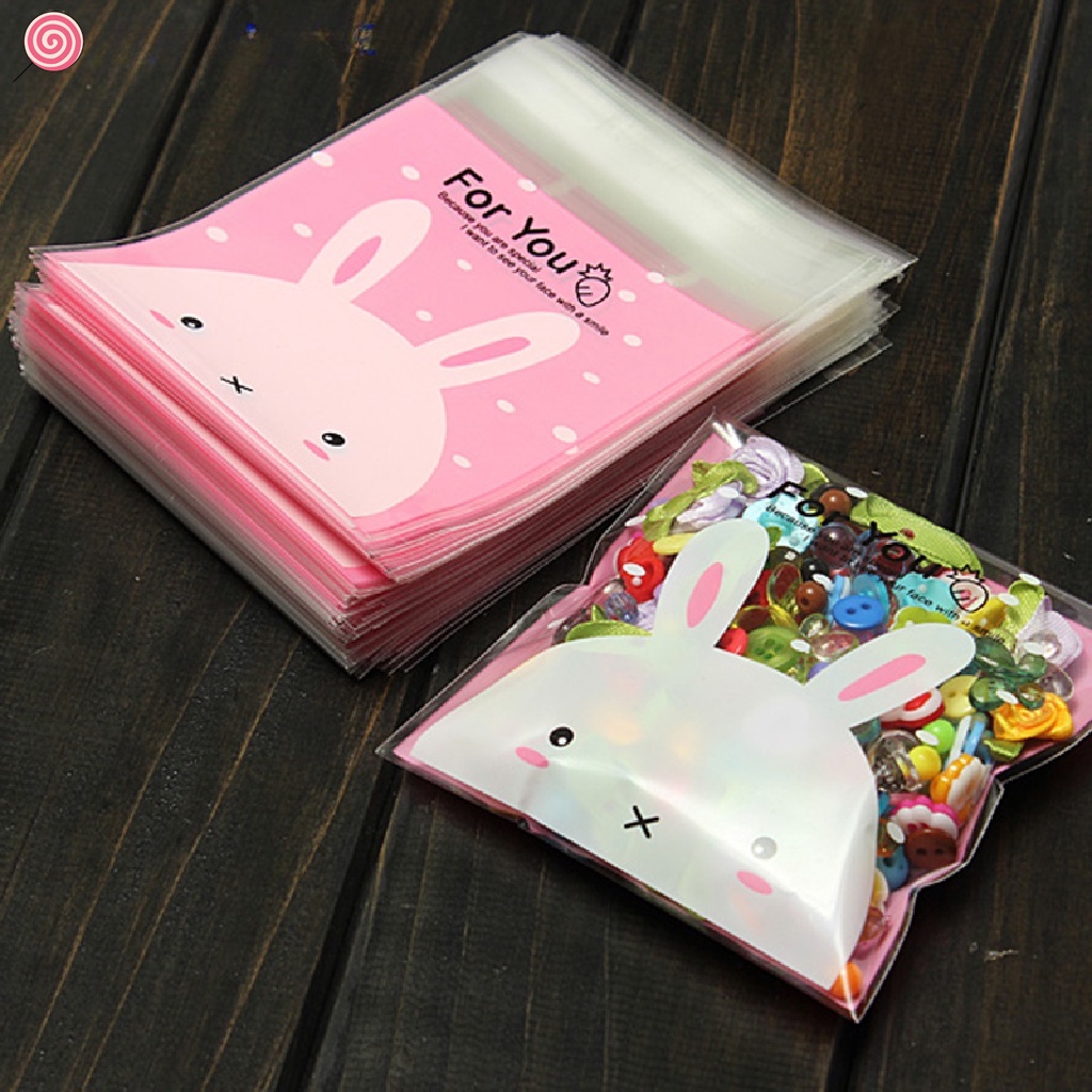 Set 100 Túi Trong Suốt Họa Tiết Đáng Yêu Đựng Bánh Kẹo Tiện Lợi HSU