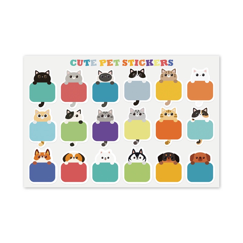 Set 3 5 Tờ / 90 Nhãn Dán Ghi Tên Chống Thấm Nước Hình Mèo Dễ Thương