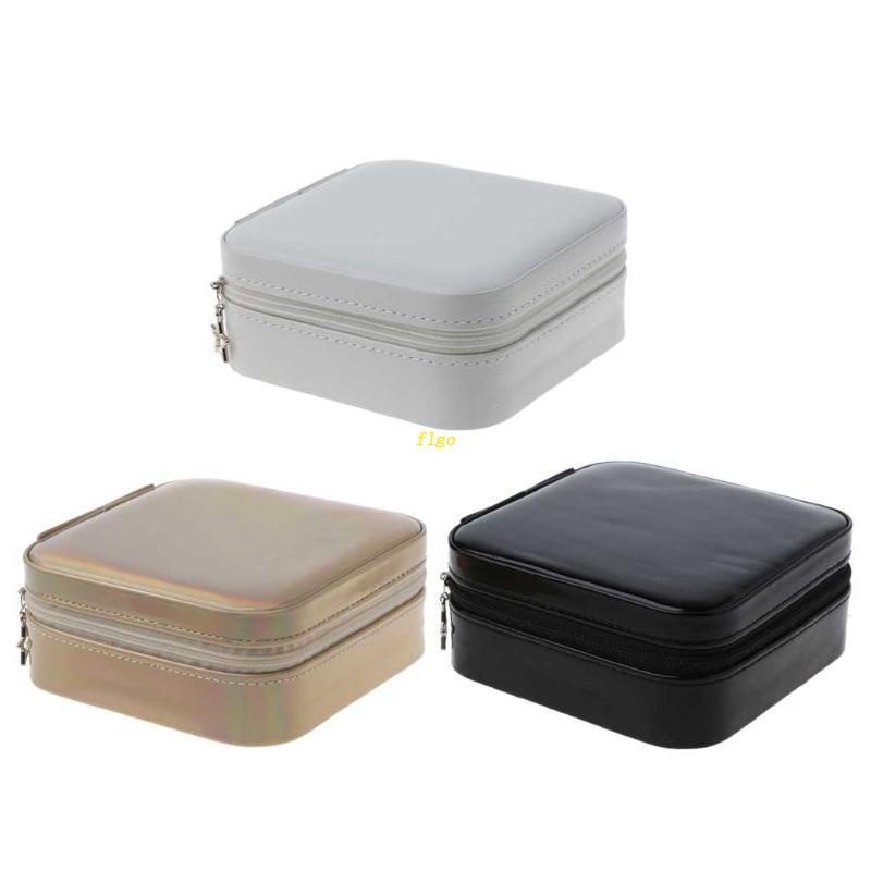 Flgo Hộp Đựng Trang Sức Mini Bằng Da Có Gương Và Khóa Kéo Tiện Dụng Mang Theo Du Lịch