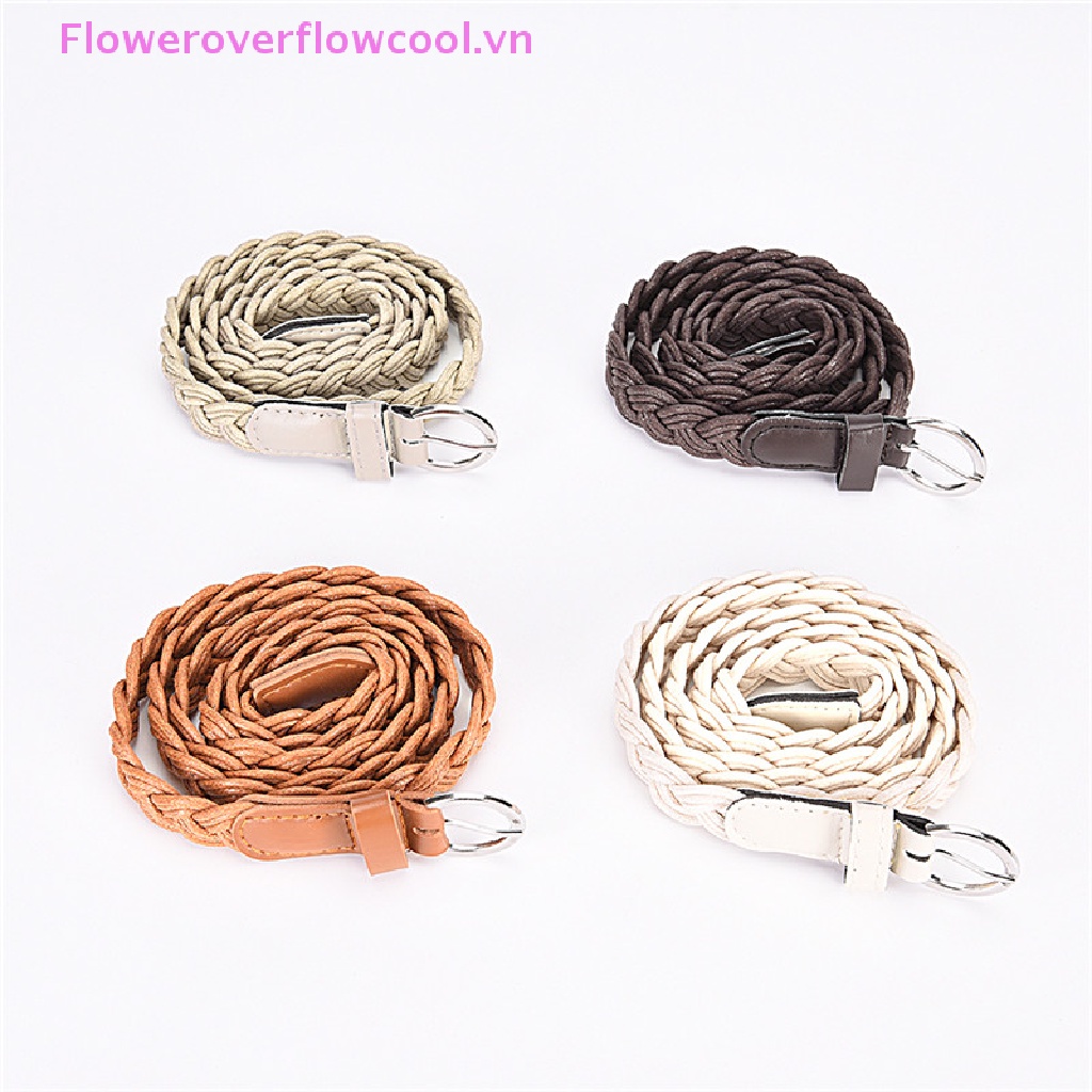 Thắt Lưng Bện Dây Da Mặt Kim Loại Tròn Thời Trang Cho Nữ