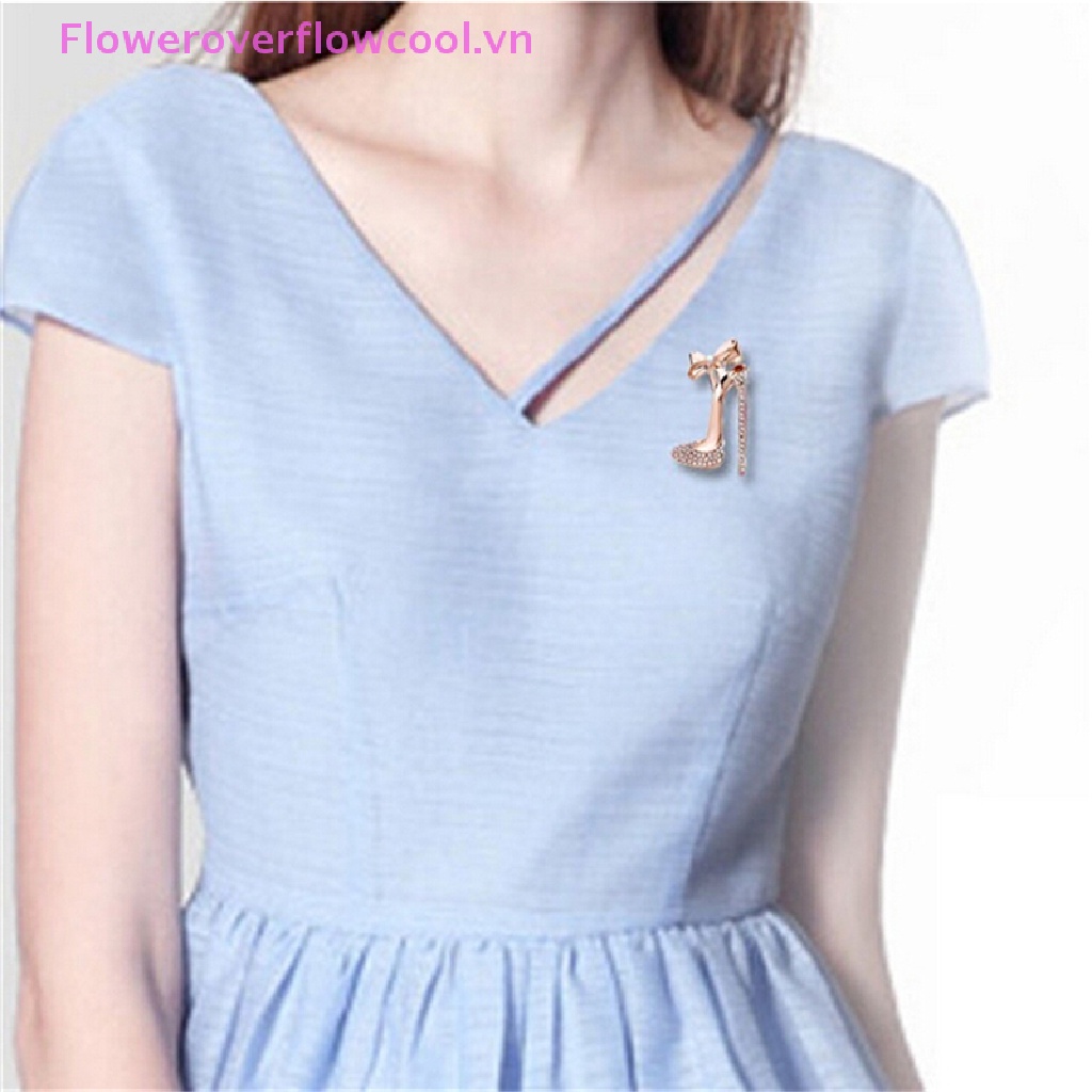 Ghim Cài Áo Hình Giày Cao Gót Đính Đá Pha Lê