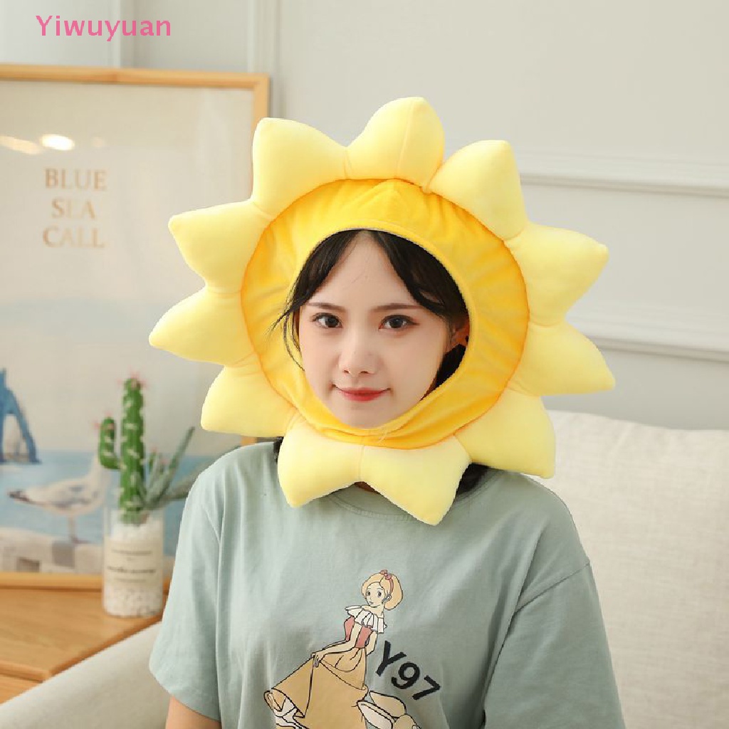 < Yiwuyuan > Mũ Đội Đầu Hình Hoa Hướng Dương Lông Xù Làm Đạo Cụ Chụp Ảnh Đầu Hoạt Hình Mới