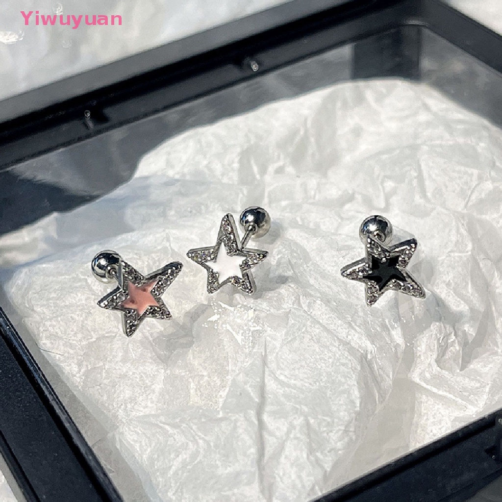 1 Đôi Khuyên Tai Đính Đá Zircon Hình Ngôi Sao Thời Trang Mới