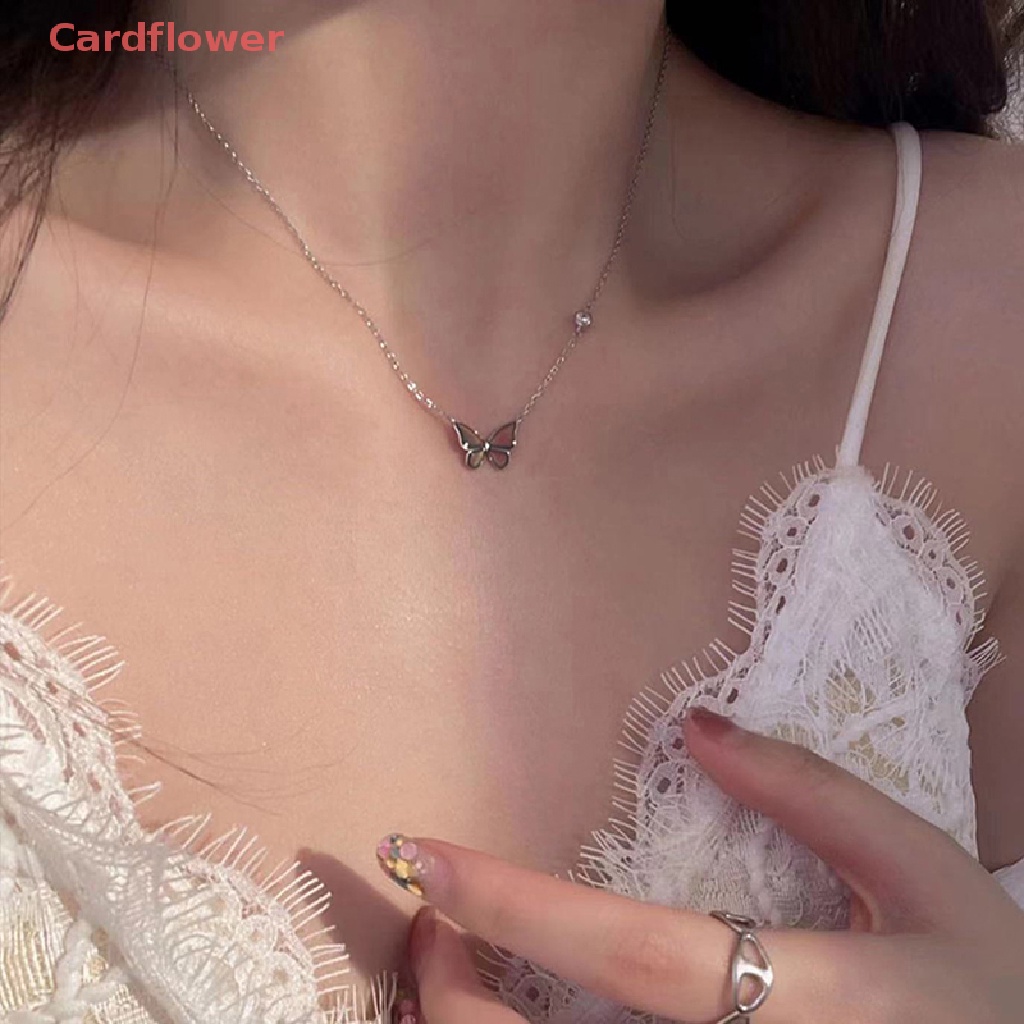 Vòng cổ Mặt Bướm Đổi Màu Theo Nhiệt Độ Bằng Thép Không Gỉ Mới