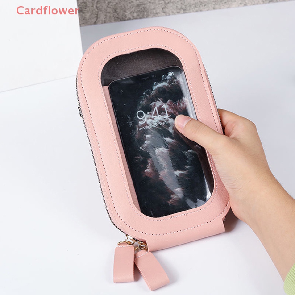 < Cardflower > Túi Da Đeo Vai Nhỏ Màu Trơn Thời Trang Có Thể Dùng Màn Hình Cảm Ứng Điện Thoại Di Động Cho Nữ Satchels Mới