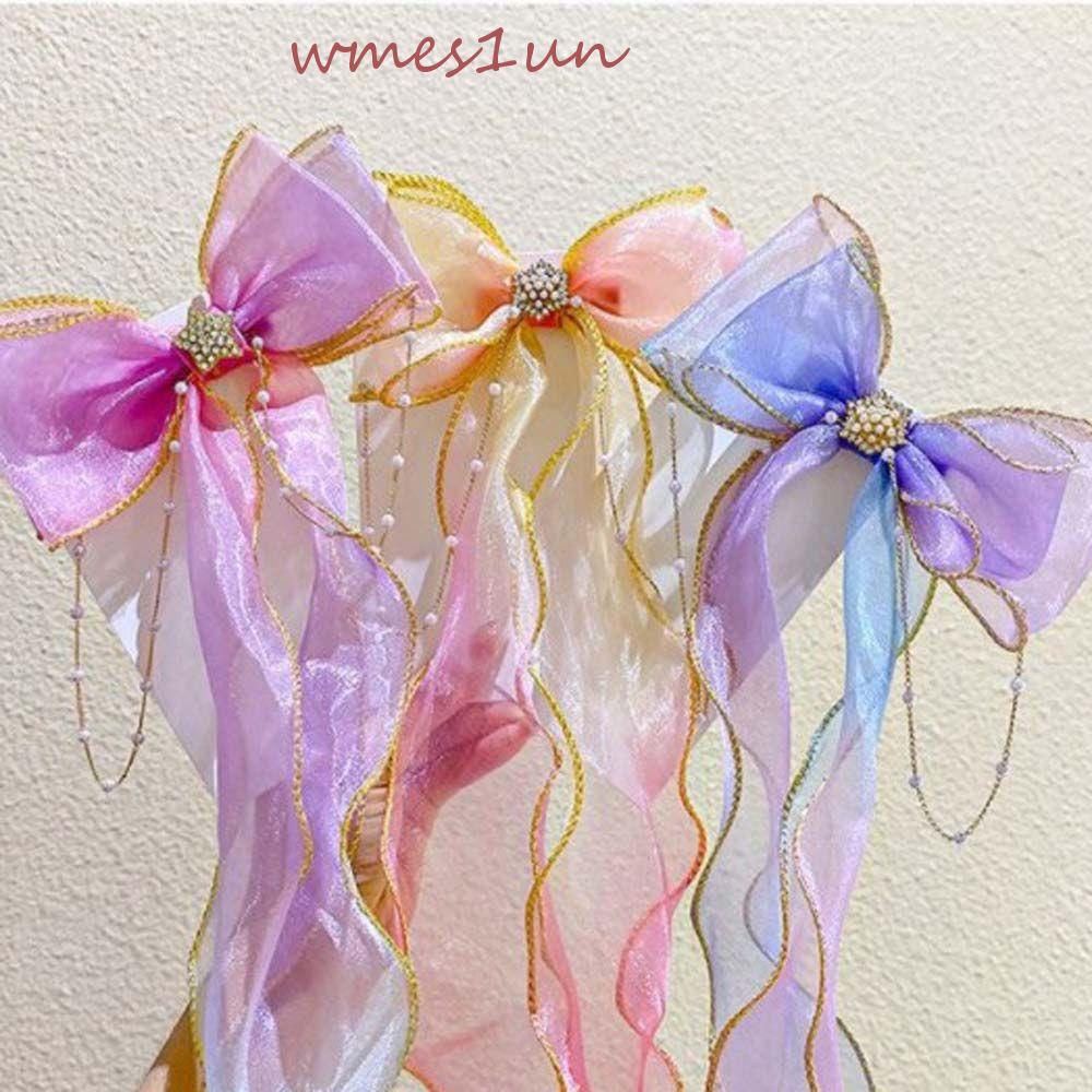 Kẹp Tóc Nơ Ruy Băng WMES15H Màu Xanh Dương / Vàng / Hồng Xinh Xắn Dùng Làm Quà Tặng Cho Bé