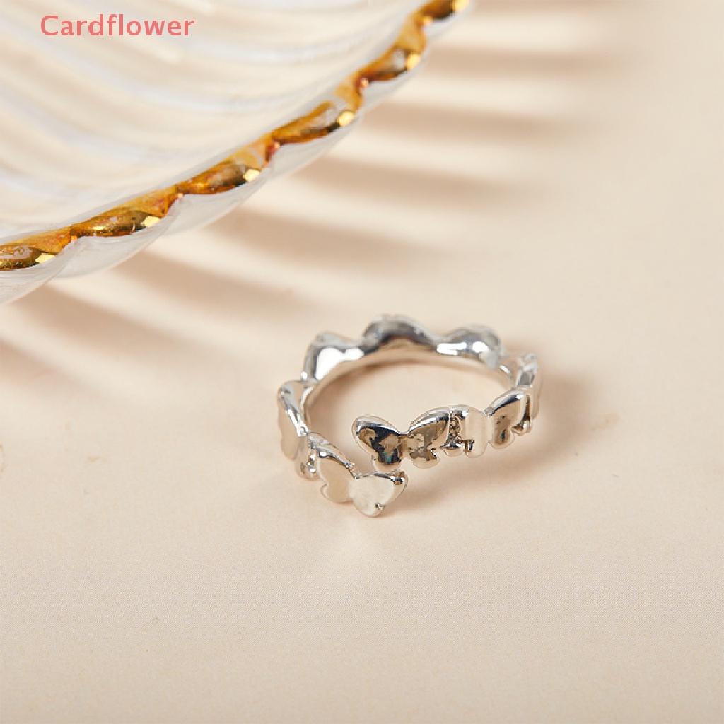 < Cardflower > Nhẫn Hình Bướm Màu Bạc Vintage Sáng Tạo Có Thể Điều Chỉnh Được Thiết Kế Thời Trang Làm Quà Tặng Trang Sức Mới