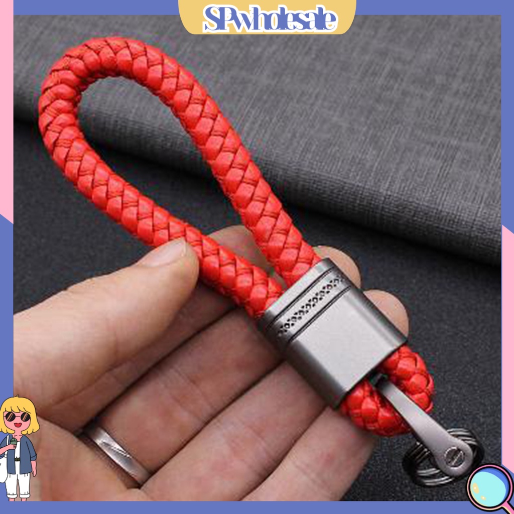 <SPwholesale> Móc Chìa Khóa Giả Da Bện Sợi Hợp Kim Thời Trang Cho Nam Nữ