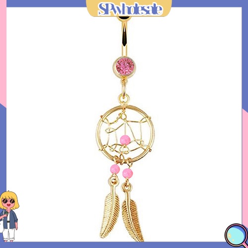 &lt;SPwholesale&gt; Khuyên Rốn Hình Lưới Giấc Mơ Dream Catcher Đính Đá Thời Trang