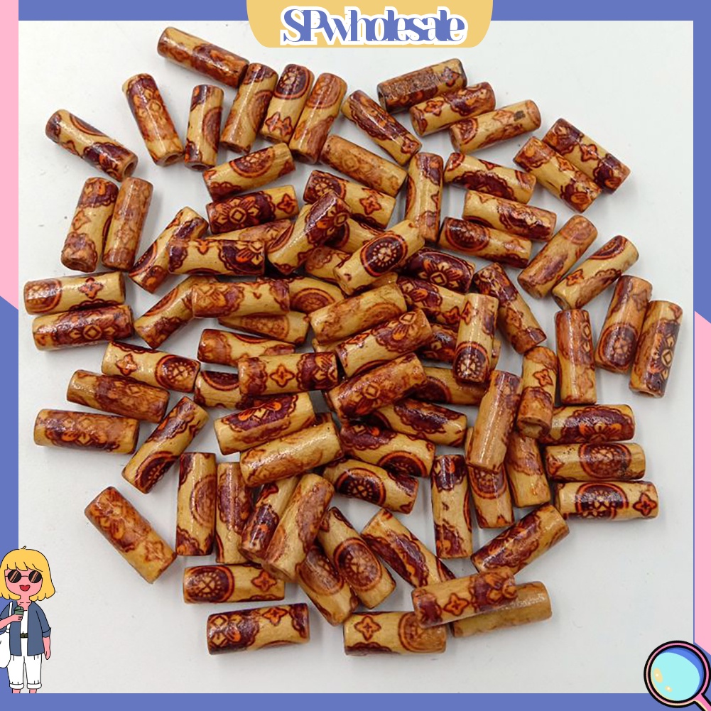 <SPwholesale> Set 100 Hạt Gỗ Họa Tiết Hỗn Hợp Làm Trang Sức Thủ Công DIY