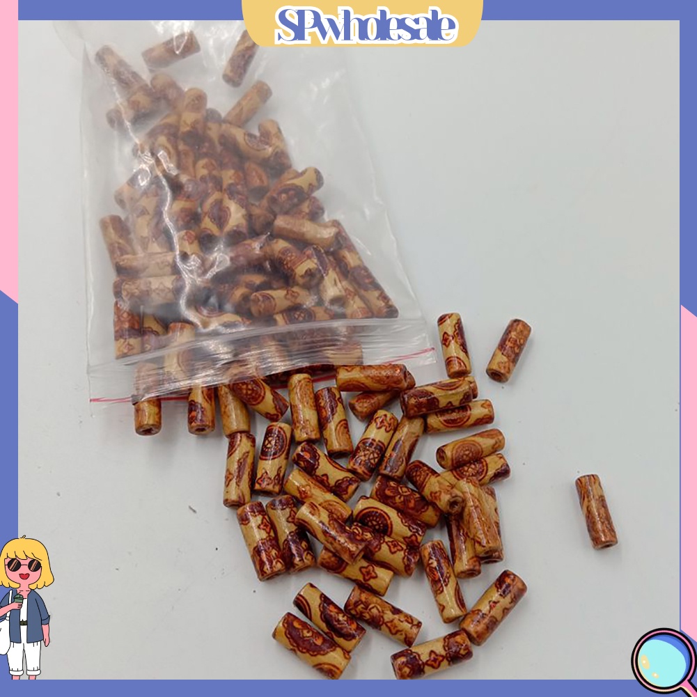 <SPwholesale> Set 100 Hạt Gỗ Họa Tiết Hỗn Hợp Làm Trang Sức Thủ Công DIY