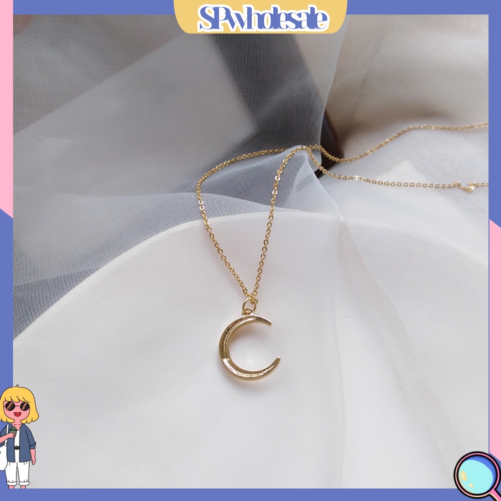 &lt;SPwholesale&gt; Vòng cổ Hợp Kim Mặt Hình Mặt Trăng Đơn Giản Cho Nữ