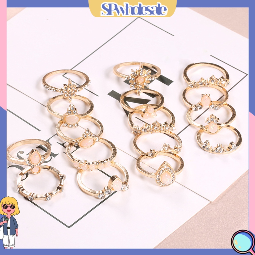 <SPwholesale> Set 16 Nhẫn Đeo Khớp Ngón Tay Phong Cách Bohemian