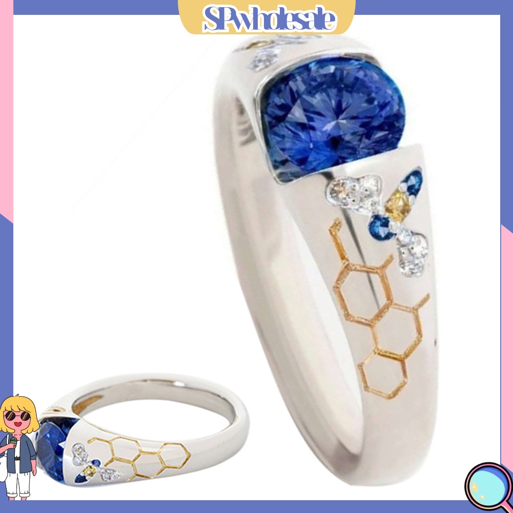 <SPwholesale> Nhẫn Đính Đá Sapphire Nhân Tạo Hình Bướm Cho Nữ