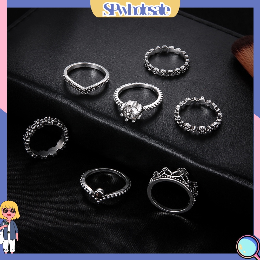 <SPwholesale> Set 7 Nhẫn Đeo Khớp Ngón Tay Phong Cách Bohemia Vintage Cho Nữ