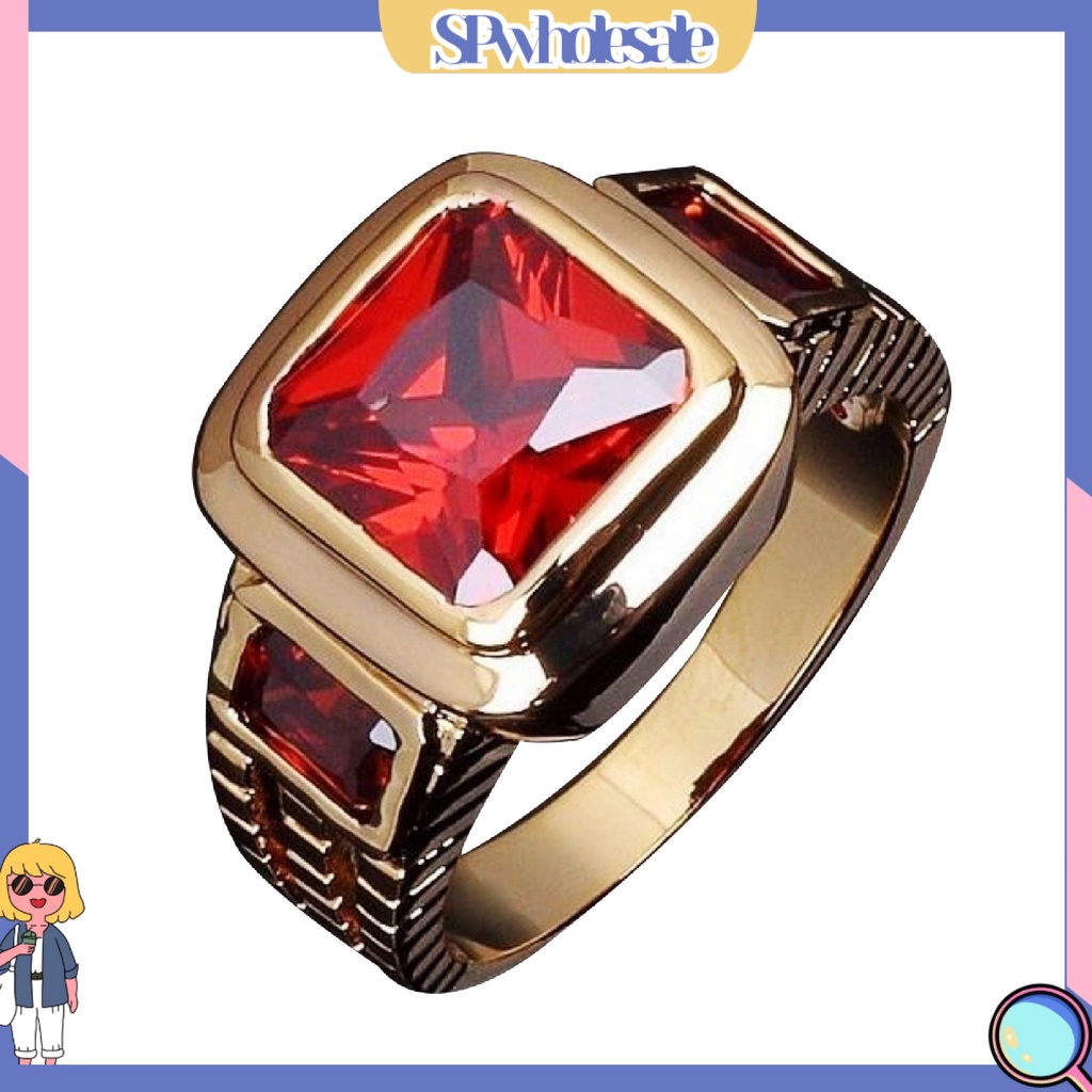 &lt;SPwholesale&gt; Nhẫn Thép Không Gỉ 4 Màu Hình Vuông Thời Trang Dành Cho Nam