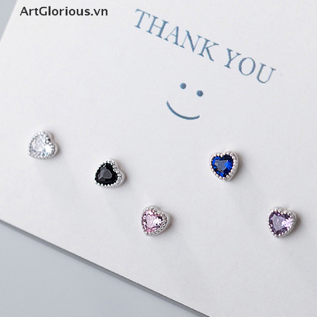 1 Đôi Bông Tai Đính Đá Zircon Hình Trái Tim Thời Trang Dành Cho Nữ