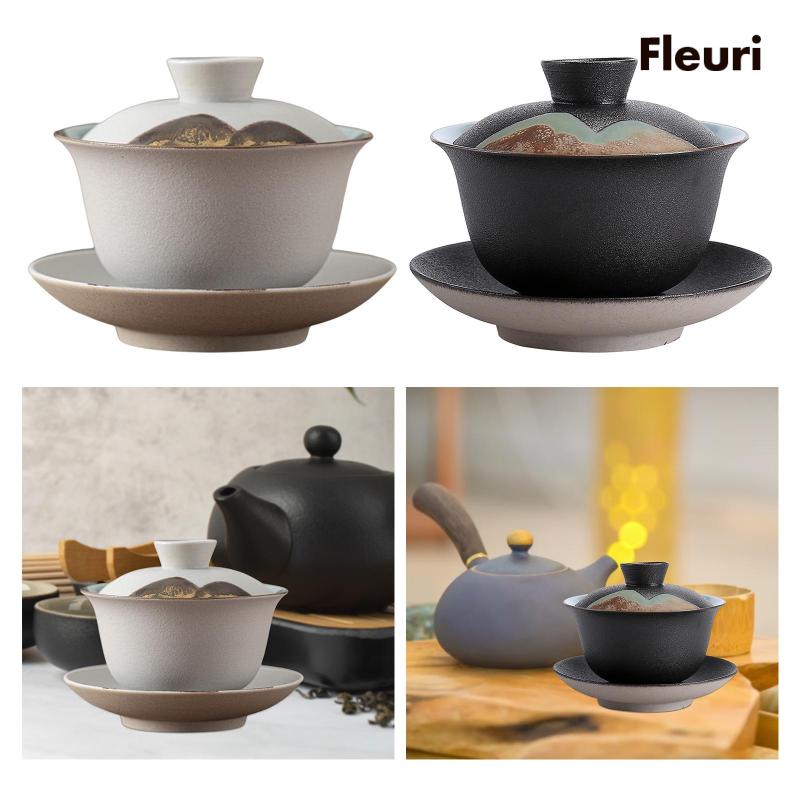 Cốc Uống Trà Bằng Sứ Có Nắp Phong Cách Truyền Thống