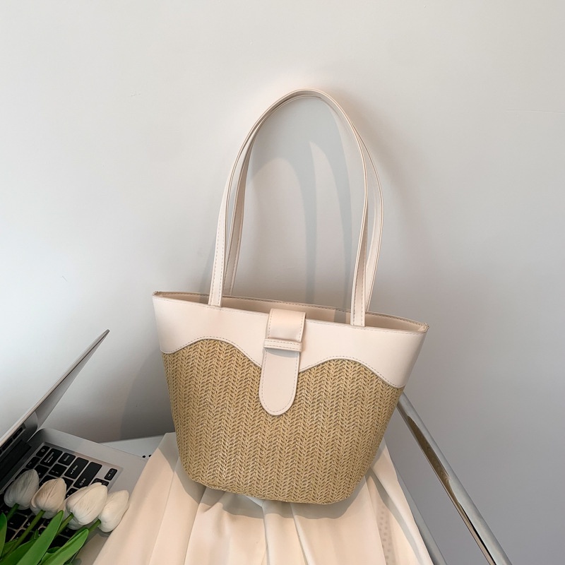 Túi Tote Đeo Vai / Xách Tay Bằng Rơm Bện Sức Chứa Lớn Thời Trang Mùa Xuân 2023