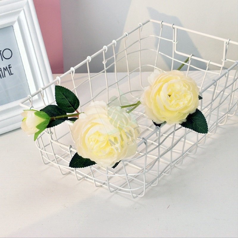 Hoa hồng lụa giả  cắm trang trí phòng khách MINT DECOR. 65cm Hoa hồng 2 bông 1 nụ trang trí sinh nhật đám cưới tiệc