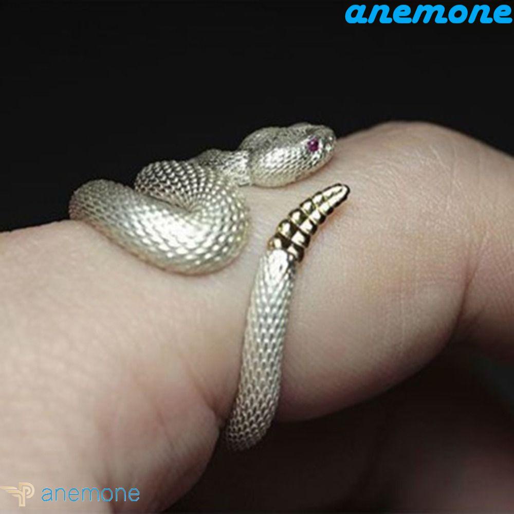 Nhẫn Hình Rắn Màu Đen Có Thể Điều Chỉnh Phong Cách Hip Hop Đường Phố Cá Tính