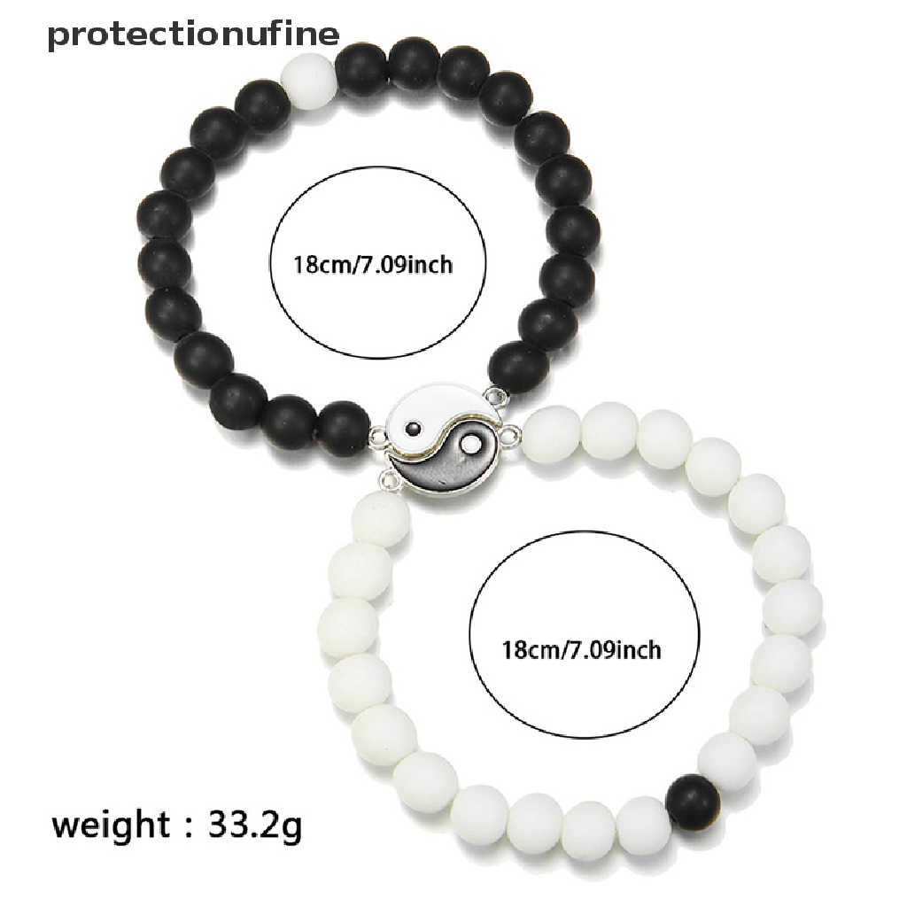 Vòng Tay Chuỗi Hạt Âm Dương Trắng Đen Phong Cách Âu Mỹ PR3VN Thời Trang Cho Cặp Đôi