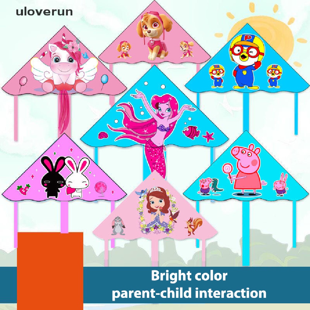 Uloverun Tam Giác Viền Cong Dài Kẻ Sọc Caro Hoạt Hình Dễ Bay vn Cho Trẻ Em