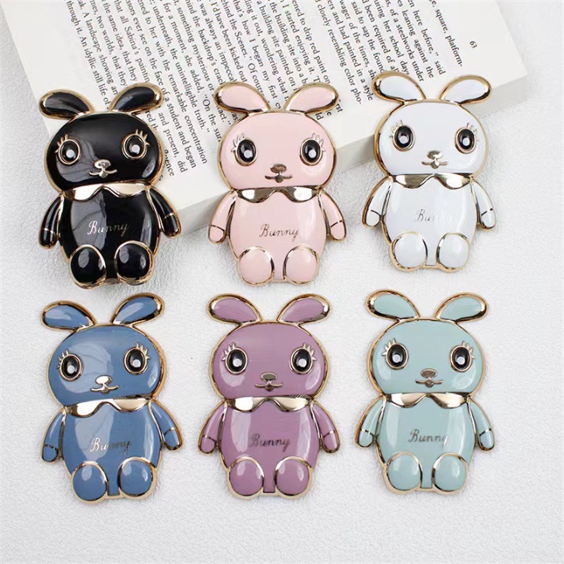 Giá Đỡ Điện Thoại Di Động Dạng Gập Hình Thỏ Mạ Màu Dễ Thương Có Nút Đẩy Và Kéo Và Kéo