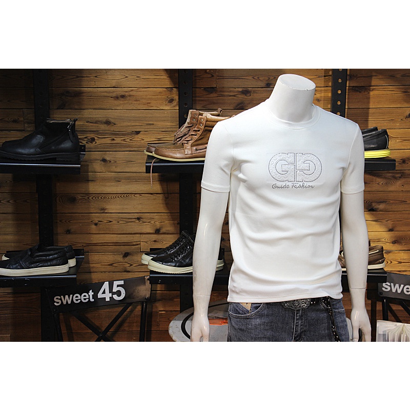 Áo Thun Cotton Tay Ngắn Cổ Tròn Dáng Ôm Thời Trang Mùa Hè 2023 Phong Cách Châu Âu Cho Nam