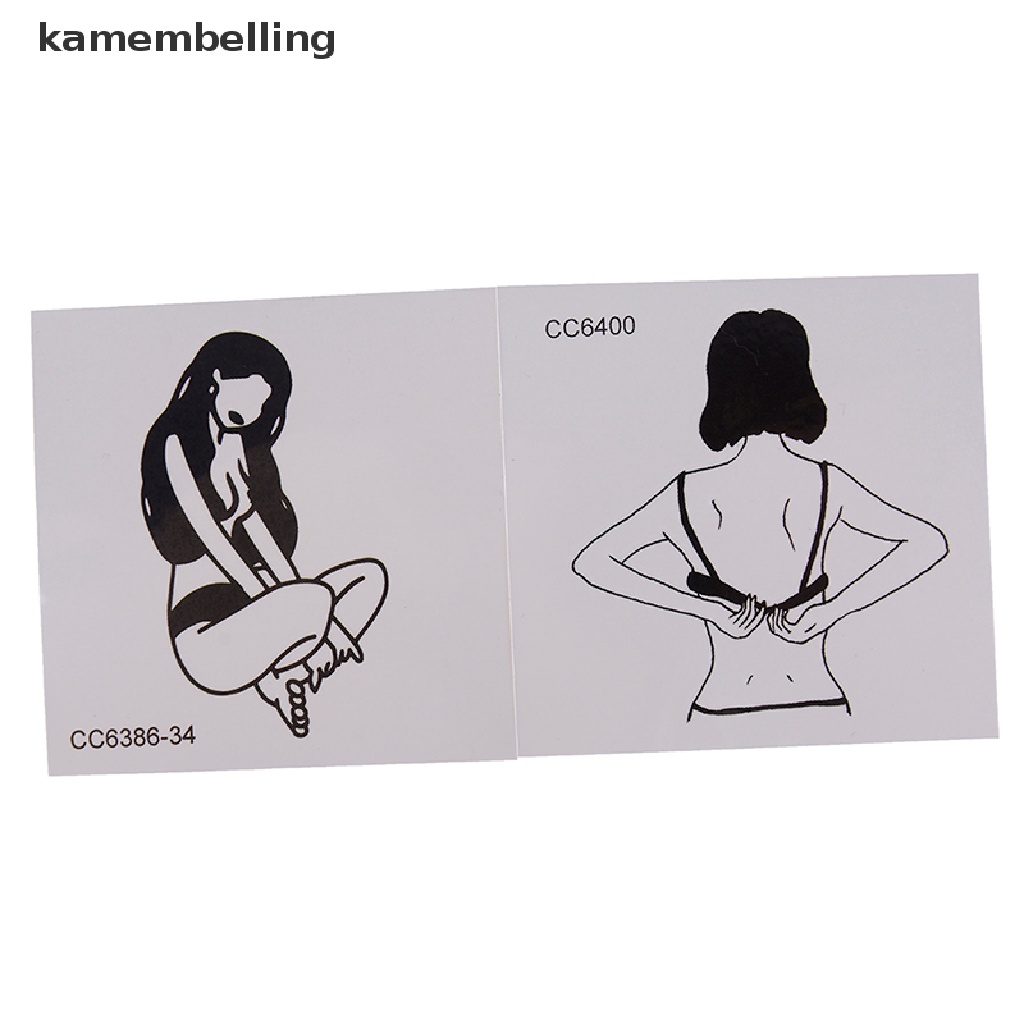 Kamembelling Set 5 Tấm Hình Xăm Dán Họa Tiết Trắng Đen Phong Cách Vintage