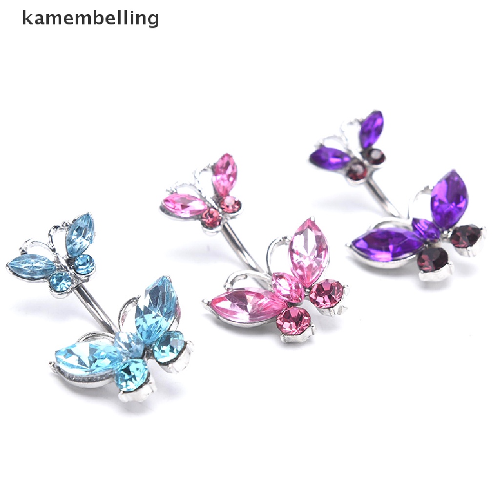 Kamembelling Khuyên Rốn Hình Bướm Đính Đá Zircon Quyến Rũ