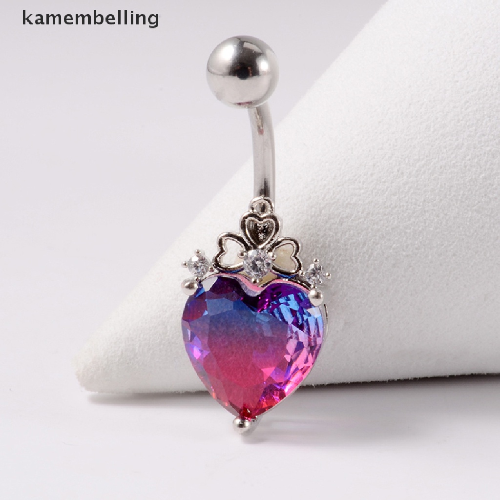 Kamembelling 1 Khuyên Rốn Thép Phẫu Thuật Đính Đá Zircon Hình Trái Tim