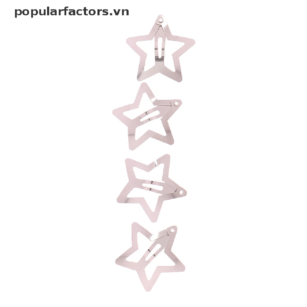 Set 4 Kẹp Tóc Ngôi Sao Màu Bạc Đơn Giản Cho Nữ