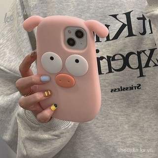 Ốp Điện Thoại Silicone Mềm Chống Sốc Hình Heo Hồng Ba Chiều Cho iphone14 iphone13promax Cute 11 / 12 x