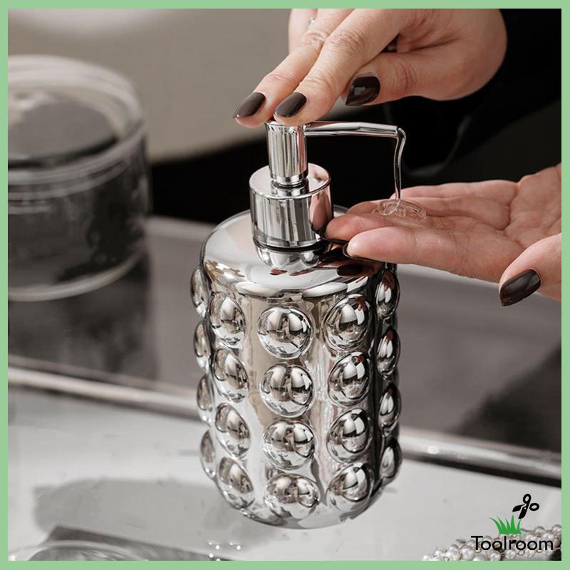 Bình Gốm Đựng Xà Phòng Rửa Tay 350ml Có Vòi Nhấn Tiện Dụng