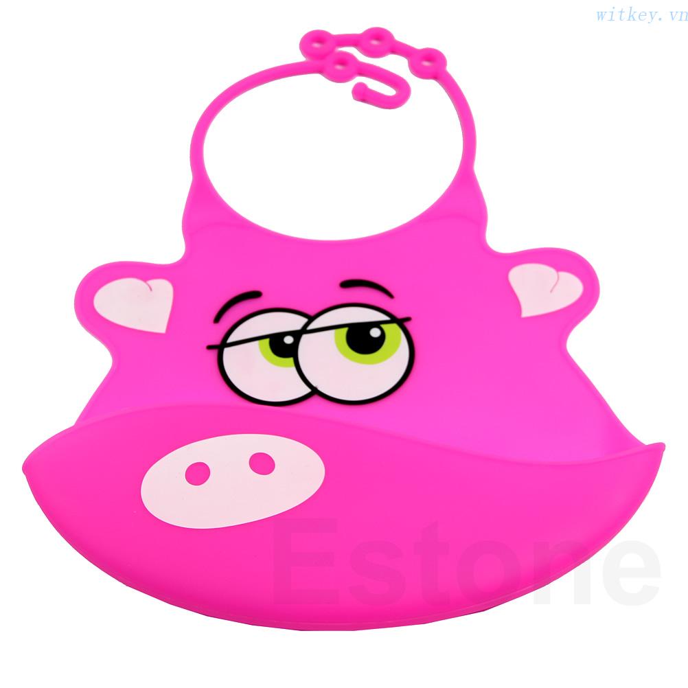 Yếm Ăn Bằng Silicon Họa Tiết Hoạt Hình Dễ Thương Có Thể Giặt Rửa Cho Bé Sơ Sinh