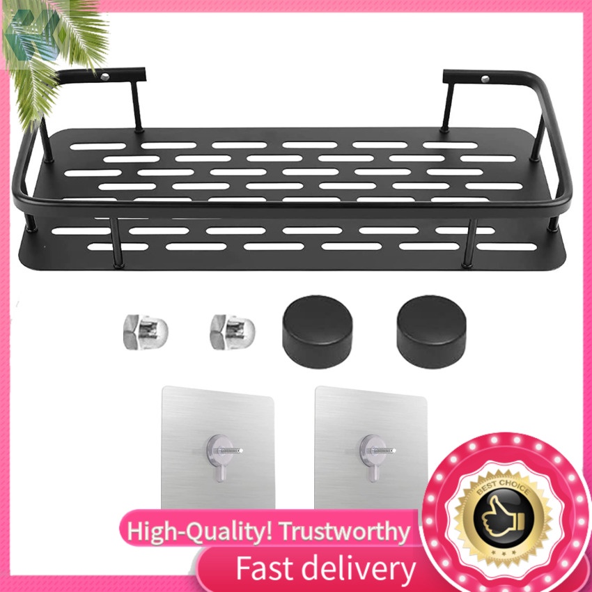 Bộ 2 Kệ Đựng Đồ Dùng Nhà Tắm Không Cần Khoan Kèm 4 Tấm Nhôm Tự Dính Tiện Dụng