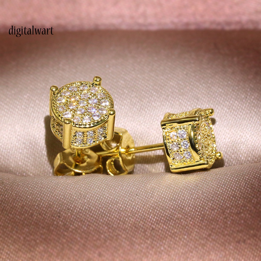 Kỹ Thuật Số| Đôi Khuyên Tai Tròn Đính Đá Thời Trang Cho Nữ