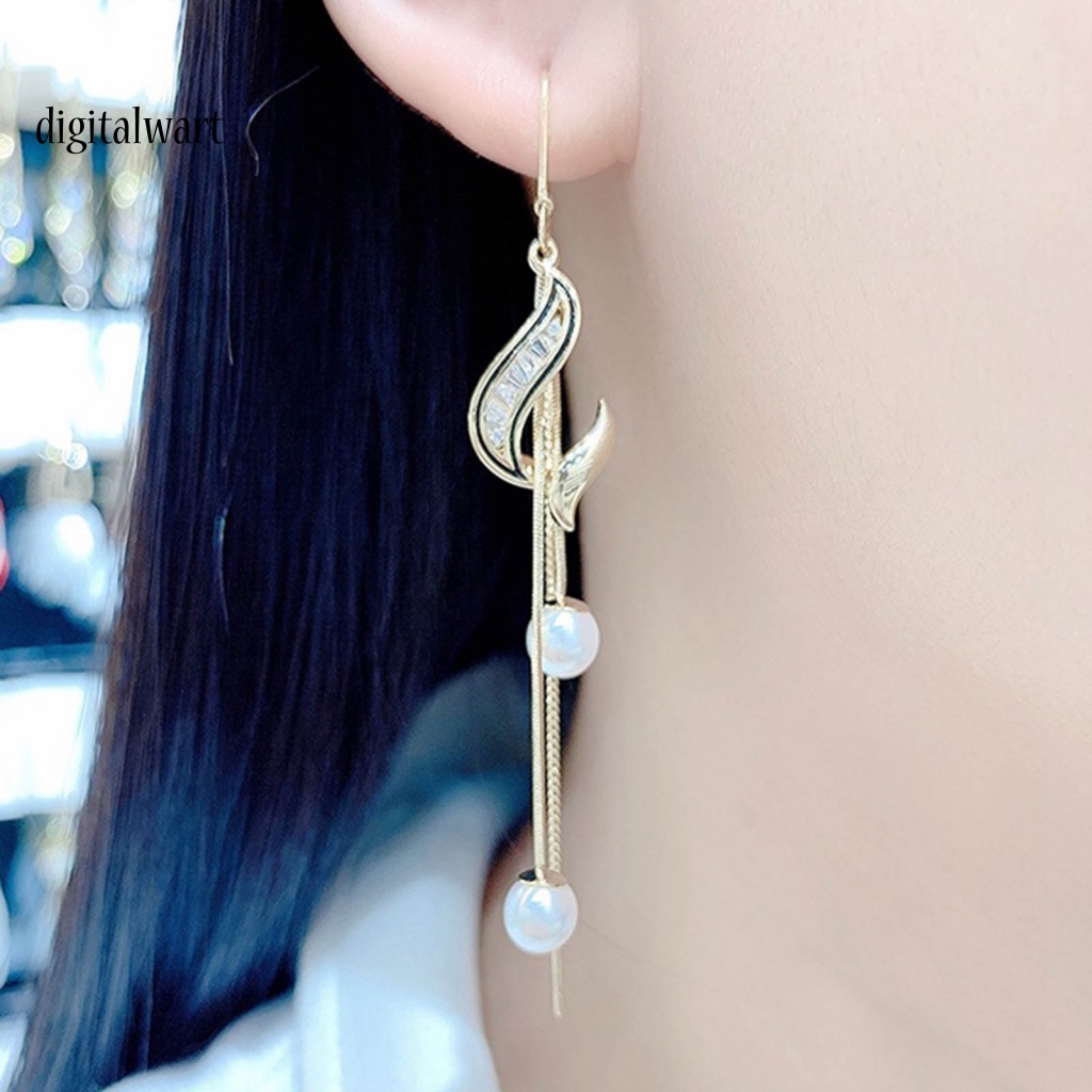 Kỹ Thuật Số| 1 Đôi Bông Tai Dáng Dài Đính Ngọc Trai Nhân Tạo Phong Cách Hàn Quốc