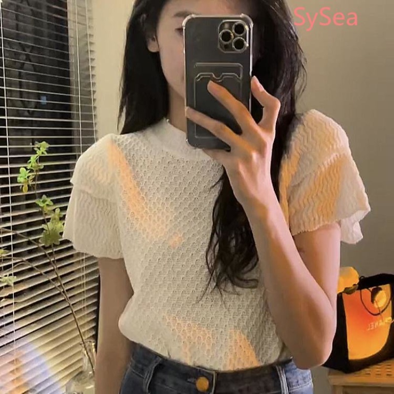 Áo Dệt Kim Ngắn Tay Hai Lớp Thời Trang Mùa Hè Cho Nữ