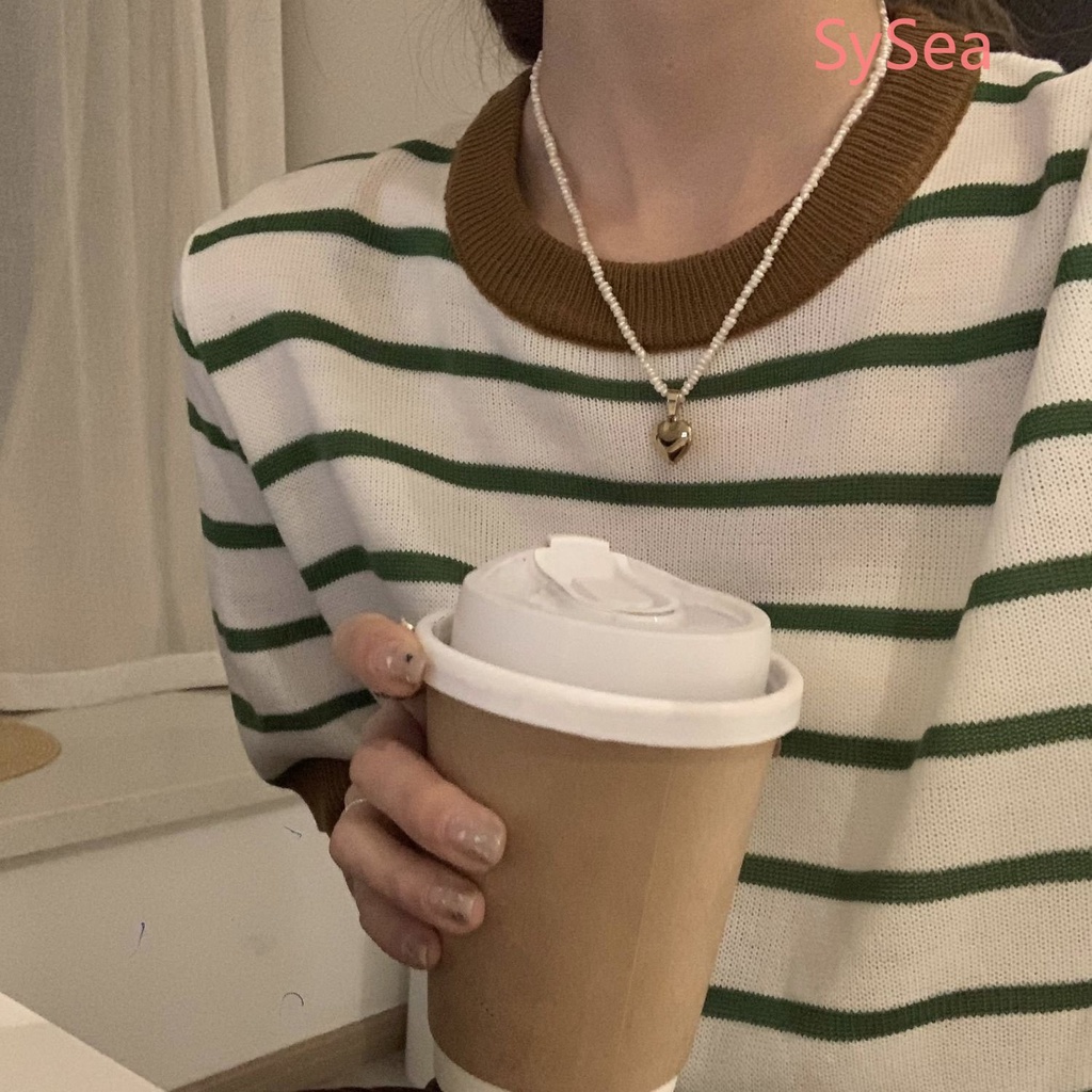 Áo Dệt Kim Họa Tiết Kẻ Sọc Phong Cách Hàn Quốc Thời Trang Cho Nữ