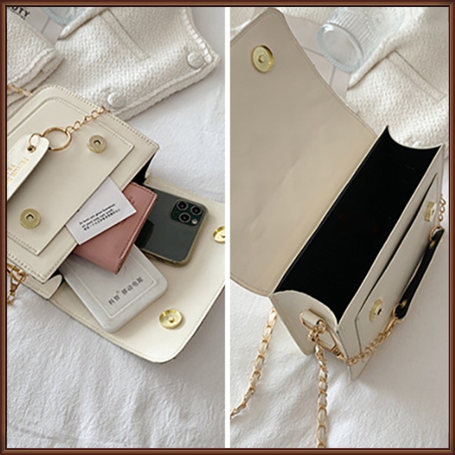 Túi Đeo Chéo Vai Bằng Da Pu Màu Trơn Thời Trang Sành Điệu Cho Nữ