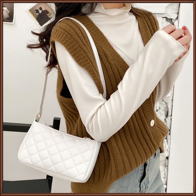 Túi Đeo Chéo Vai Bằng Da Nhân Tạo Màu Trơn Thêu Họa Tiết Hình Thoi Thời Trang Cho Nữ