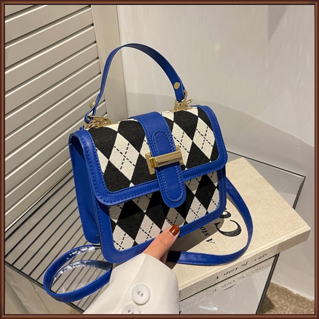 Túi Xách Da Pu Họa Tiết Kẻ Sọc Có Khóa Nam Châm Thời Trang Cho Nữ