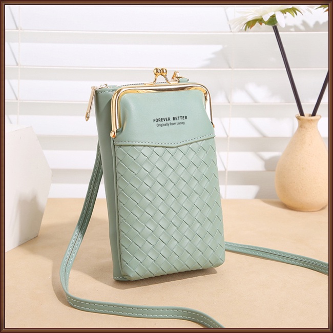 Túi Đeo Chéo Đựng Điện Thoại Màu Trơn Cỡ Lớn Thời Trang Cho Nữ Ví