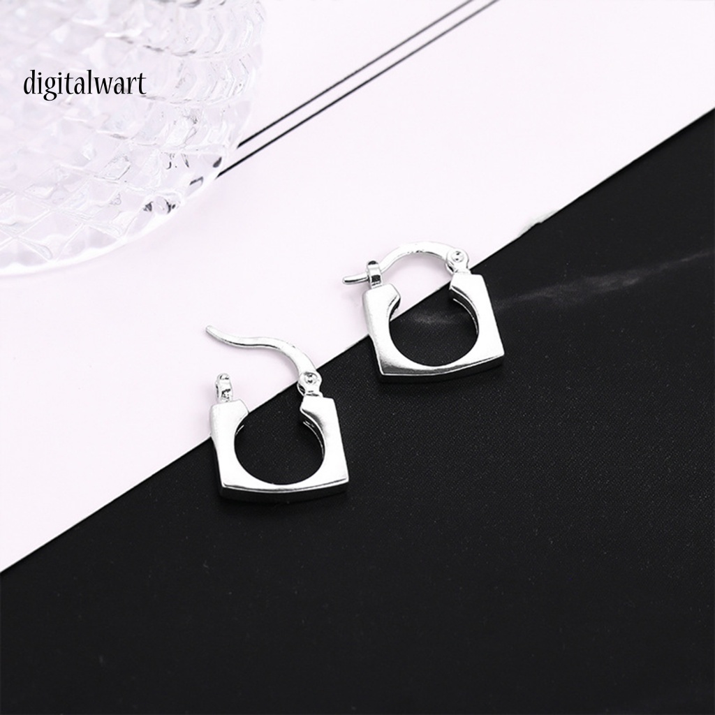 Kỹ Thuật Số| 1 Khuyên Tai Lủng Lẳng Mặt Vuông Dày Mịn Phong Cách Hip Hop Unisex