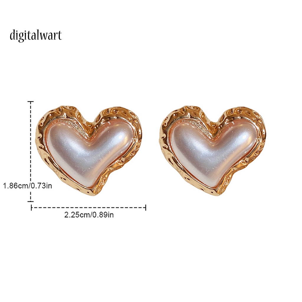 Kỹ Thuật Số| Bông Tai Hình Trái Tim Màu Gradient Đính Ngọc Trai Giả Sang Trọng Thời Trang Cho Nữ