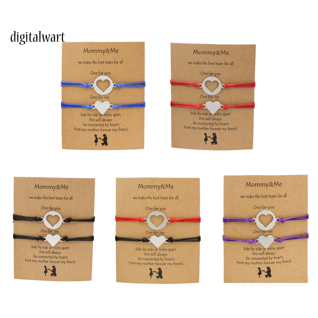 Kỹ Thuật Số| 1 Cặp Vòng Đeo Tay Dây Bện Mặt Trái Tim Thẻ Chữ Mommy Me Dễ Thương Có Thể Điều Chỉnh Cho Mẹ Và Con Gái