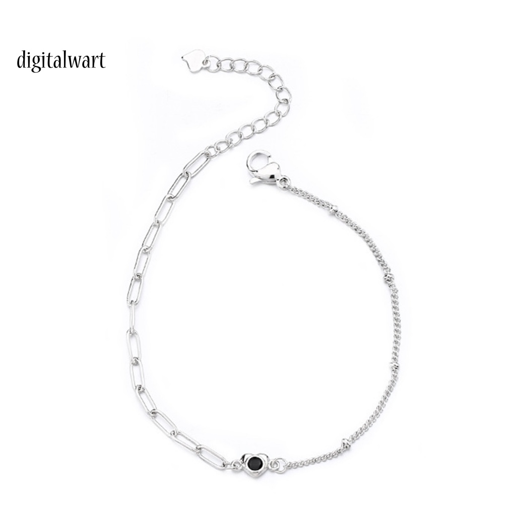 Kỹ Thuật Số| Vòng Tay Dây Xích Nối Dài Họa Tiết Hình Học Trái Tim Màu Sáng Điều Chỉnh Được Quyến Rũ Thời Trang Cho Nữ