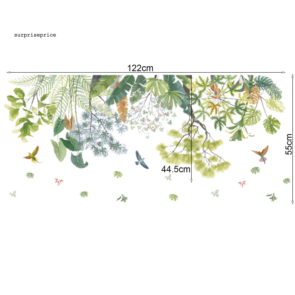 Set 2 Sticker PVC Dán Tường Chống Thấm Nước Hình Lá Cây Xanh Tiện Dụng